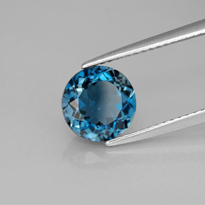 2.23캐럿 천연 런던 블루 토파즈, 라운드 컷, 8.01 mm, VVS-VS