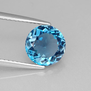2.23캐럿 천연 런던 블루 토파즈, 라운드 컷, 8.18 mm, VVS-VS