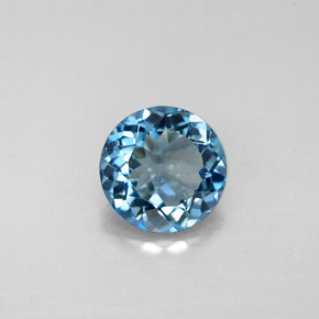 2.39캐럿 천연 런던 블루 토파즈, 라운드 컷, 8.13 mm, VS