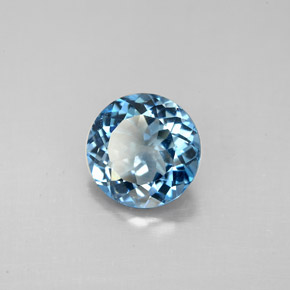 2.39캐럿 천연 런던 블루 토파즈, 라운드 컷, 8.13 mm, VS