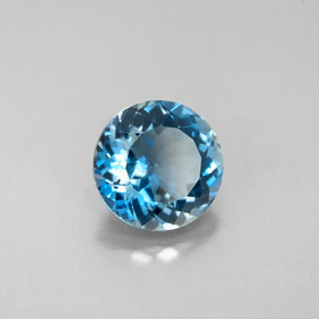 2.52캐럿 천연 런던 블루 토파즈, 라운드 컷, 8.17 mm, VVS-VS