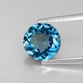 2.32캐럿 천연 런던 블루 토파즈, 라운드 컷, 8.06 mm, VS