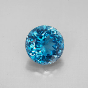 2.72캐럿 천연 런던 블루 토파즈, 라운드 컷, 8.13 mm, VS