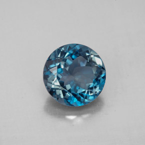 2.34캐럿 천연 런던 블루 토파즈, 라운드 컷, 8.06 mm, VS