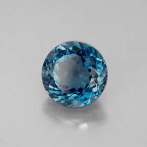 2.69캐럿 천연 런던 블루 토파즈, 라운드 컷, 8.06 mm, VS