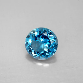2.25캐럿 천연 런던 블루 토파즈, 라운드 컷, 8.14 mm, VS
