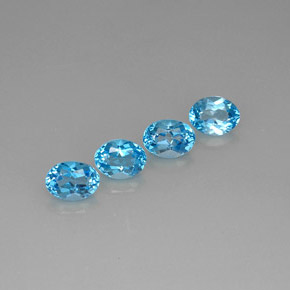 캐럿 천연 스위스 블루 토파즈 보석, 타원형 컷, 7.8×6 mm, VVS-VS