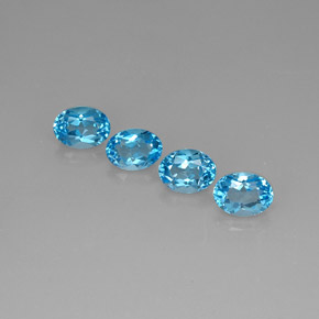 캐럿 천연 스위스 블루 토파즈 보석, 타원형 컷, 7.8×6.1 mm, VVS-VS