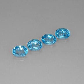 캐럿 천연 스위스 블루 토파즈 보석, 타원형 컷, 7.8×6.1 mm, VVS-VS