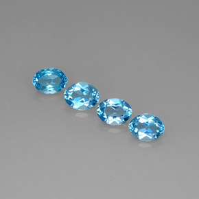 캐럿 천연 스위스 블루 토파즈 보석, 타원형 컷, 7.9×6 mm, VVS-VS