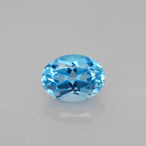 1.74캐럿 천연 스위스 블루 토파즈, 타원형 컷, 7.9×5.9 mm, VVS-VS