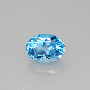 1.74캐럿 천연 스위스 블루 토파즈, 타원형 컷, 7.9×5.9 mm, VVS-VS