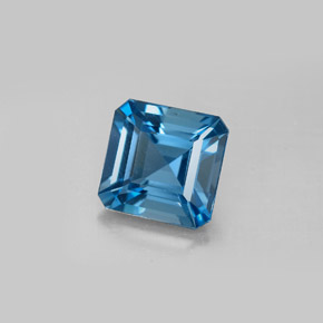 2.64캐럿 천연 런던 블루 토파즈, 에메랄드 컷, 7.9×7.7 mm, VVS-VS
