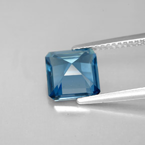 2.64캐럿 천연 런던 블루 토파즈, 에메랄드 컷, 7.9×7.7 mm, VVS-VS