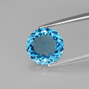 2.75캐럿 천연 스위스 블루 토파즈, 라운드 컷, 9.06 mm, VVS-VS