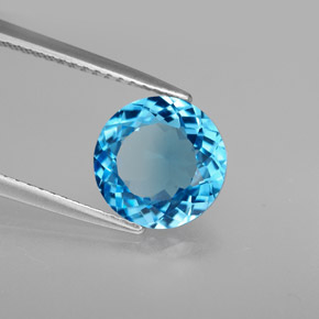 2.75캐럿 천연 스위스 블루 토파즈, 라운드 컷, 9.06 mm, VVS-VS