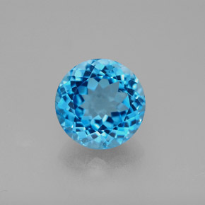 3.50캐럿 천연 스위스 블루 토파즈, 라운드 컷, 9.12 mm, VS