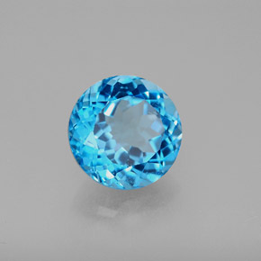 3.50캐럿 천연 스위스 블루 토파즈, 라운드 컷, 9.12 mm, VS