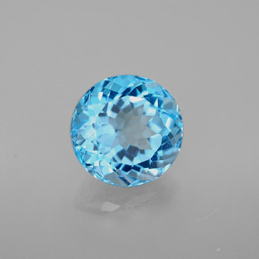 3.42캐럿 천연 스위스 블루 토파즈, 라운드 컷, 9.08 mm, VVS-VS