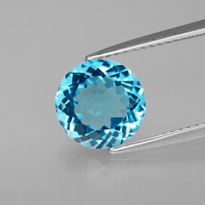 2.97캐럿 천연 스위스 블루 토파즈, 라운드 컷, 9.02 mm, VS