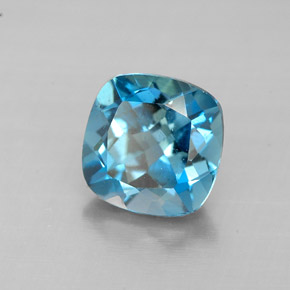 2.00캐럿 천연 스위스 블루 토파즈, 쿠션 컷, 7.1×7.1 mm, VVS-VS