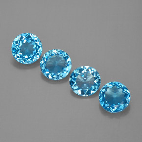캐럿 천연 스위스 블루 토파즈 보석, 라운드 컷, 7.16 mm, VVS-VS