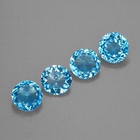 캐럿 천연 스위스 블루 토파즈 보석, 라운드 컷, 7.16 mm, VVS-VS