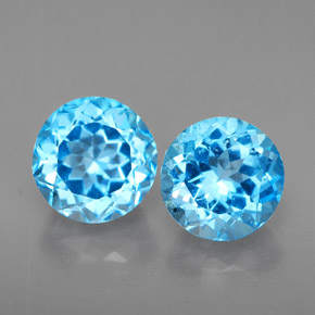 캐럿 천연 스위스 블루 토파즈 보석, 라운드 컷, 7.21 mm, VVS-VS