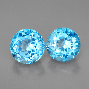 캐럿 천연 스위스 블루 토파즈 보석, 라운드 컷, 7.21 mm, VVS-VS