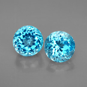 캐럿 천연 스위스 블루 토파즈 보석, 라운드 컷, 7.15 mm, VVS-VS