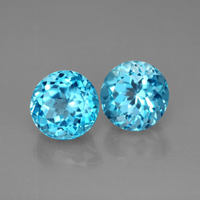 캐럿 천연 스위스 블루 토파즈 보석, 라운드 컷, 7.15 mm, VVS-VS
