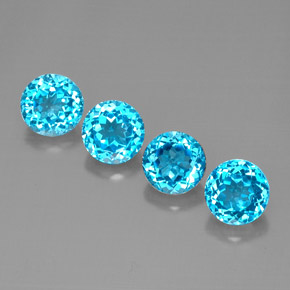 캐럿 천연 스위스 블루 토파즈 보석, 라운드 컷, 7.09 mm, VVS-VS