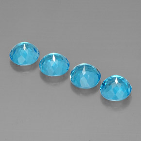 캐럿 천연 스위스 블루 토파즈 보석, 라운드 컷, 7.09 mm, VVS-VS