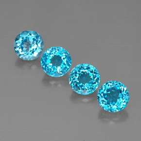 캐럿 천연 스위스 블루 토파즈 보석, 라운드 컷, 7.19 mm, VVS-VS