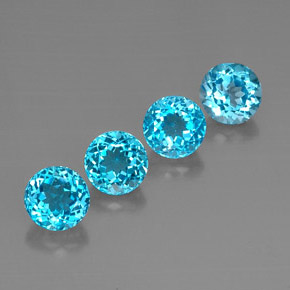 캐럿 천연 스위스 블루 토파즈 보석, 라운드 컷, 7.19 mm, VVS-VS