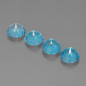 캐럿 천연 스위스 블루 토파즈 보석, 라운드 컷, 7.19 mm, VVS-VS