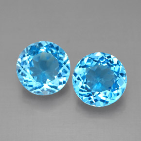 캐럿 천연 스위스 블루 토파즈 보석, 라운드 컷, 7.14 mm, VVS-VS