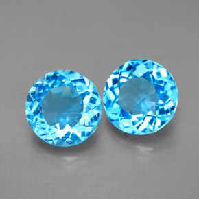 캐럿 천연 스위스 블루 토파즈 보석, 라운드 컷, 7.14 mm, VVS-VS