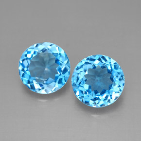 캐럿 천연 스위스 블루 토파즈 보석, 라운드 컷, 7.14 mm, VVS-VS