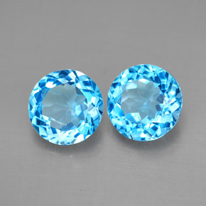 캐럿 천연 스위스 블루 토파즈 보석, 라운드 컷, 7.14 mm, VVS-VS
