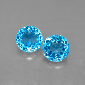 캐럿 천연 스위스 블루 토파즈 보석, 라운드 컷, 7.18 mm, VVS-VS