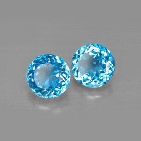 캐럿 천연 스위스 블루 토파즈 보석, 라운드 컷, 7.18 mm, VVS-VS