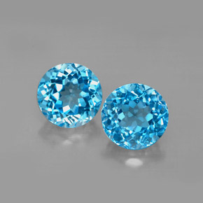 캐럿 천연 스위스 블루 토파즈 보석, 라운드 컷, 7.12 mm, VVS-VS