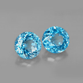 캐럿 천연 스위스 블루 토파즈 보석, 라운드 컷, 7.12 mm, VVS-VS