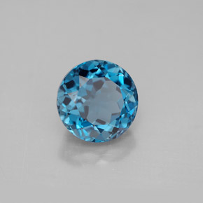 3.94캐럿 천연 런던 블루 토파즈, 라운드 컷, 8.99 mm, VVS-VS