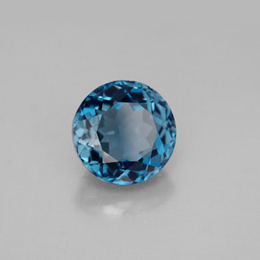 3.66캐럿 천연 런던 블루 토파즈, 라운드 컷, 8.98 mm, VVS-VS
