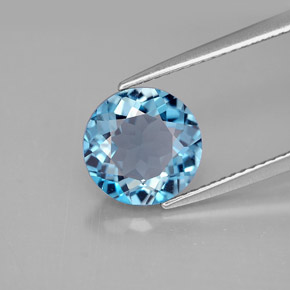 2.92캐럿 천연 런던 블루 토파즈, 라운드 컷, 9.01 mm, VVS-VS