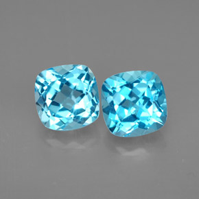 캐럿 천연 스위스 블루 토파즈 보석, 쿠션 컷, 6×6 mm, VVS-VS