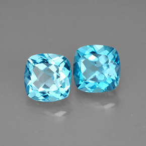 캐럿 천연 스위스 블루 토파즈 보석, 쿠션 컷, 6×6 mm, VVS-VS