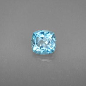 1.27캐럿 천연 스위스 블루 토파즈, 쿠션 컷, 6×5.9 mm, VS